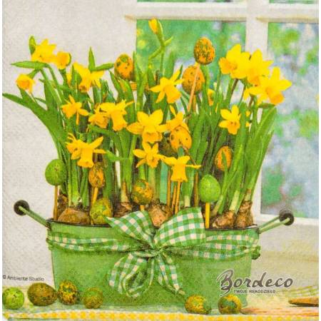 Serwetka decoupage firmy AMBIENTE kępka żonkili 25x25cm